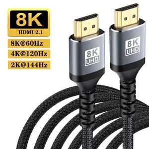 WRIARICH 8K HDMI 2.1 Cable 16.4FT,LUOM Braided HDMI Cord - Get 48Gbps High Speed 3D 8K60 4K120 144Hz, HDR, eArc, Dolby Vision, & More WRIARICH 8K HDMI 2.1 Cable 16.4FT,LUOM Braided HDMI Cord - Get 48Gbps High Speed 3D 8K60 4K120 144Hz, HDR, eArc, Dolby Vision, & More