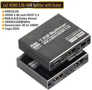 WRIARICH 4K x 2K@60Hz HDMI Splitter 1 in 2 Out 4K @ 60Hz 1x2 Powered HDMI Splitter Duplicate Mirror with EDID Support HDCP 2.2 HDR (1 Source to 2 Displays) WRIARICH 4K x 2K@60Hz HDMI Splitter 1 in 2 Out 4K @ 60Hz 1x2 Powered HDMI Splitter Duplicate Mirror with EDID Support HDCP 2.2 HDR (1 Source to 2 Displays)