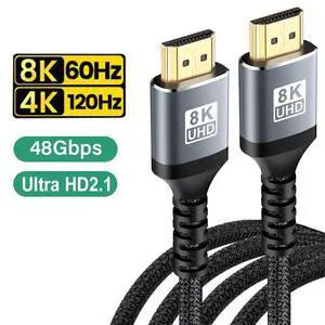 WRIARICH Ultra 8K High Speed HDMI Braided Cable - 16.4 Feet - 48Gbps High Speed 3D 8K60 4K120 144Hz HDMI Cord, 8K, Dynamic HDR, eARC - DynamicView Series WRIARICH Ultra 8K High Speed HDMI Braided Cable - 16.4 Feet - 48Gbps High Speed 3D 8K60 4K120 144Hz HDMI Cord, 8K, Dynamic HDR, eARC - DynamicView Series