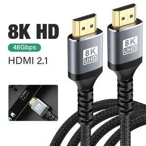 WRIARICH 8K HDMI 2.1 Cable 16.4FT, Male HDMI to Male HDMI High Speed Cord, Supports 48Gbps High Speed 3D 8K60 4K120 144Hz, eARC HDR10, HDCP 2.2/2.3 Dolby, VRR,for Fire TV/Roku TV/PS5/Xbox X/Switch WRIARICH 8K HDMI 2.1 Cable 16.4FT, Male HDMI to Male HDMI High Speed Cord, Supports 48Gbps High Speed 3D 8K60 4K120 144Hz, eARC HDR10, HDCP 2.2/2.3 Dolby, VRR,for Fire TV/Roku TV/PS5/Xbox X/Switch