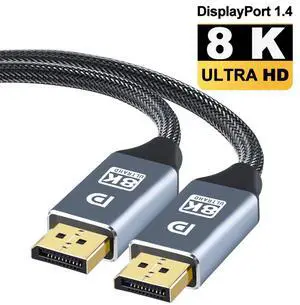 WRIARICH 8K DisplayPort 1.4 Cable 16.4Feet, DP Cord (8K@60Hz 4K@144Hz 1080P@240Hz 2K 32.4Gbps) HBR3 HDCP HDR,FreeSync G-Sync,Braided Display Port for Laptop/PC/TV/Gaming Monitor, Grey WRIARICH 8K DisplayPort 1.4 Cable 16.4Feet, DP Cord (8K@60Hz 4K@144Hz 1080P@240Hz 2K 32.4Gbps) HBR3 HDCP HDR,FreeSync G-Sync,Braided Display Port for Laptop/PC/TV/Gaming Monitor, Grey