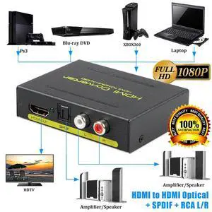HDMI Audio Extractor-HDMI Converter HDMI to HDMI + Optical TOSLINK SPDIF + Analog RCA L/R Stereo Audio Video Splitter Converter for Blu-ray Player Xbox PS3 PS4 Support 4K@30Hz 1080P Full HD 3D HDMI Audio Extractor-HDMI Converter HDMI to HDMI + Optical TOSLINK SPDIF + Analog RCA L/R Stereo Audio Video Splitter Converter for Blu-ray Player Xbox PS3 PS4 Support 4K@30Hz 1080P Full HD 3D
