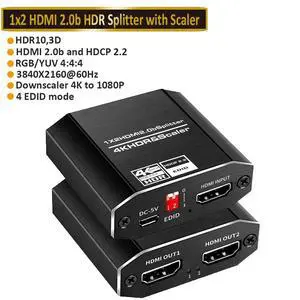 WRIARICH HDMI Switch 4Kx2K@60Hz, HDMI Splitter 1 in 2 Out, with 4 kinds of EDID mode, Supports HDCP2.2, HDMI2.0b, EDID, 3D, RGB 4:4:4 Work for HDTV, Xbox, PS5/4/3, Blu-Ray Player, DVD, DVR WRIARICH HDMI Switch 4Kx2K@60Hz, HDMI Splitter 1 in 2 Out, with 4 kinds of EDID mode, Supports HDCP2.2, HDMI2.0b, EDID, 3D, RGB 4:4:4 Work for HDTV, Xbox, PS5/4/3, Blu-Ray Player, DVD, DVR