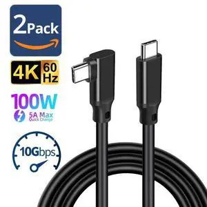 2-Pack USB3.2 Gen 2X2 USB C to C Cable Right Angle,USB C Charger Cable 10FT, with 20Gbps Data Transfer, 5A 100W Fast Charging, 4K 60Hz HDR Monitor Video for MacBook Pro/Air, iPad Pro, SSD,Hard Drives 2-Pack USB3.2 Gen 2X2 USB C to C Cable Right Angle,USB C Charger Cable 10FT, with 20Gbps Data Transfer, 5A 100W Fast Charging, 4K 60Hz HDR Monitor Video for MacBook Pro/Air, iPad Pro, SSD,Hard Drives
