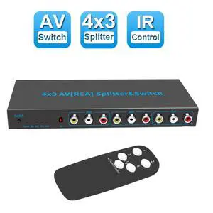 WRIARICH RCA Switch AV Splitter, Stereo 4 Way AV Selector RCA Switcher, 4 in 3 Out Composite Video L/R Audio Selector Box for DVD, for PS2, for PS3, for Game Consoles WRIARICH RCA Switch AV Splitter, Stereo 4 Way AV Selector RCA Switcher, 4 in 3 Out Composite Video L/R Audio Selector Box for DVD, for PS2, for PS3, for Game Consoles