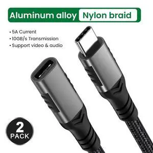 WRIARICH 2-Pack USB C Extension Cable 10ft, USB Type-C 3.1 Extender Cord 100W 10 Gbps UHD 4K Video, USB C to USB C Male to Female for Laptop Tablet Mobile Phone Nintendo Switch WRIARICH 2-Pack USB C Extension Cable 10ft, USB Type-C 3.1 Extender Cord 100W 10 Gbps UHD 4K Video, USB C to USB C Male to Female for Laptop Tablet Mobile Phone Nintendo Switch