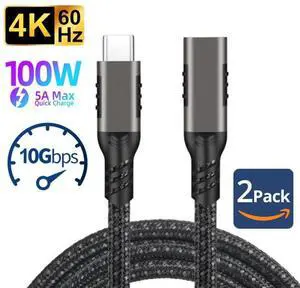 2Pack USB C Extension Cable 10FT, USB-C 3.2 Male to Female Extender Cord, USB Type C Extend Fast Charging, UHD 4K Video & 10Gbps Data Sync Transfer for Laptop, Tablet, Mobile Phone, MacBook and More 2Pack USB C Extension Cable 10FT, USB-C 3.2 Male to Female Extender Cord, USB Type C Extend Fast Charging, UHD 4K Video & 10Gbps Data Sync Transfer for Laptop, Tablet, Mobile Phone, MacBook and More