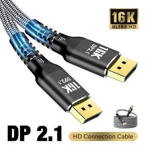WRIARICH 16K DisplayPort Cable 16.5FT, High Speed 16K@60Hz, 4K@240Hz, 80Gbps, DisplayPort to DisplayPort Cable 2.1 DP to DP Cable Compatible for Gaming Laptop TV Computer Monitor WRIARICH 16K DisplayPort Cable 16.5FT, High Speed 16K@60Hz, 4K@240Hz, 80Gbps, DisplayPort to DisplayPort Cable 2.1 DP to DP Cable Compatible for Gaming Laptop TV Computer Monitor