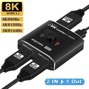 WRIARICH HDMI 2.1 Switch 8K, 4K@120Hz/8K@60Hz HDMI Switcher, 2 in 1 Out,HDMI 2.1 and HDCP 2.3,48Gbps 3D HDR for PS5/PS4/Xbox/Roku/Apple TV (OZ8Q2B) WRIARICH HDMI 2.1 Switch 8K, 4K@120Hz/8K@60Hz HDMI Switcher, 2 in 1 Out,HDMI 2.1 and HDCP 2.3,48Gbps 3D HDR for PS5/PS4/Xbox/Roku/Apple TV (OZ8Q2B)