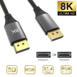 WRIARICH 8K DisplayPort Cable DisplayPort 1.4, DP1.4 Cable, DP 8K 7680x4320 @60Hz, 4K@144Hz, 3D, HDR 4:4:4, HDCP for PC, Laptop, HDTV, 16.4ft WRIARICH 8K DisplayPort Cable DisplayPort 1.4, DP1.4 Cable, DP 8K 7680x4320 @60Hz, 4K@144Hz, 3D, HDR 4:4:4, HDCP for PC, Laptop, HDTV, 16.4ft