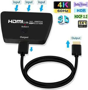 WRIARICH HDMI Switch 3 in 1 Out 4K@30Hz HDMI Switcher Splitter, HDMI Switch Box Hub with 3.9FT HDMI Cable Supports 4K 30Hz 3D HD1080P for PS4/Xbox One/Fire TV/Apple TV/Sky Box/STB/DVD/Laptop/Roku WRIARICH HDMI Switch 3 in 1 Out 4K@30Hz HDMI Switcher Splitter, HDMI Switch Box Hub with 3.9FT HDMI Cable Supports 4K 30Hz 3D HD1080P for PS4/Xbox One/Fire TV/Apple TV/Sky Box/STB/DVD/Laptop/Roku