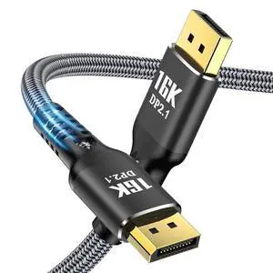WRIARICH DisplayPort 2.1 Cable 16.5Feet/5M -VESA Certified 16K DP to DP Braided Cord-Support 80Gbps,16K 60Hz,8K 120Hz,4K 240Hz /165Hz /144Hz - Compatible for FreeSync/G-Sync/Gaming Monitor/PC WRIARICH DisplayPort 2.1 Cable 16.5Feet/5M -VESA Certified 16K DP to DP Braided Cord-Support 80Gbps,16K 60Hz,8K 120Hz,4K 240Hz /165Hz /144Hz - Compatible for FreeSync/G-Sync/Gaming Monitor/PC