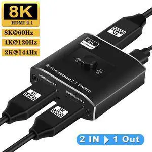 WRIARICH 8K HDMI Switch,LUOM HDMI Switcher 2 in 1 Out, HDMI 2.1 Switch Support 8K@60hz and 4K@120hz, Compatible with Xbox X, PS5, Blu-Ray Player, 8K UHD TV, Monitor and Projector (OZ8Q2) WRIARICH 8K HDMI Switch,LUOM HDMI Switcher 2 in 1 Out, HDMI 2.1 Switch Support 8K@60hz and 4K@120hz, Compatible with Xbox X, PS5, Blu-Ray Player, 8K UHD TV, Monitor and Projector (OZ8Q2)