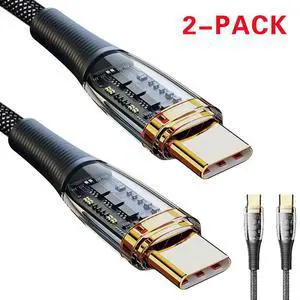 WRIARICH 100W USB C to USB C Cable Transparent Shell, LUOM 5A PD QC 4.0 Type C to Type C Cable Super Fast Charging USB C Cable(6.6ft, Black, 2 Pack) WRIARICH 100W USB C to USB C Cable Transparent Shell, LUOM 5A PD QC 4.0 Type C to Type C Cable Super Fast Charging USB C Cable(6.6ft, Black, 2 Pack)