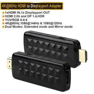WRIARICH HDMI to DisplayPort (DP) Adapter -LUOM, 4K@60Hz Gold Plated HDMI v2.0 to DP 1.4V Adapter (Male to Female), Uni-Directional HDMI to Display Port Adapter (OZHD2) WRIARICH HDMI to DisplayPort (DP) Adapter -LUOM, 4K@60Hz Gold Plated HDMI v2.0 to DP 1.4V Adapter (Male to Female), Uni-Directional HDMI to Display Port Adapter (OZHD2)