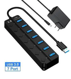 WRIARICH USB HUB - USB 3.0 Ports with Individual Power Switch, Data Splitter & Power Hub (7 Ports) WRIARICH USB HUB - USB 3.0 Ports with Individual Power Switch, Data Splitter & Power Hub (7 Ports)