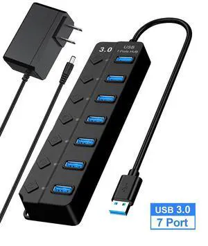 WRIARICH 7-Port USB 3.0 Hub with Individual Power Switches and LEDs Includes 5V DC Power Adapter (7IN1HUB) WRIARICH 7-Port USB 3.0 Hub with Individual Power Switches and LEDs Includes 5V DC Power Adapter (7IN1HUB)