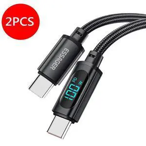 WRIARICH USB C to USB C Cable (2-Pack, 6.6ft), 100W 5A USB C Cable with LED Display, Type C Charger Cable Fast Charging for MacBook Pro, iPad Pro Air Mini, Samsung Galaxy S23/22/Z Fold/Z Flip, Pixel WRIARICH USB C to USB C Cable (2-Pack, 6.6ft), 100W 5A USB C Cable with LED Display, Type C Charger Cable Fast Charging for MacBook Pro, iPad Pro Air Mini, Samsung Galaxy S23/22/Z Fold/Z Flip, Pixel