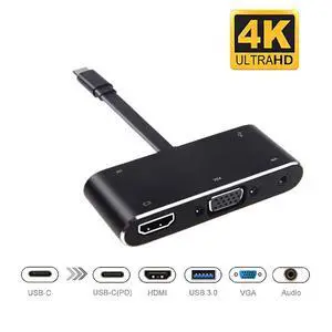 USB C HDMI VGA Hub, USB-C Type-c to HDMI 3840x2160 4K VGA USB3.0 USB C PD Audio 3.5mm Docking Cable Adapter Compatible with MacBook Pro 2018/2017,ChromeBook,Dell XPS,and More USB Type C Devices USB C HDMI VGA Hub, USB-C Type-c to HDMI 3840x2160 4K VGA USB3.0 USB C PD Audio 3.5mm Docking Cable Adapter Compatible with MacBook Pro 2018/2017,ChromeBook,Dell XPS,and More USB Type C Devices