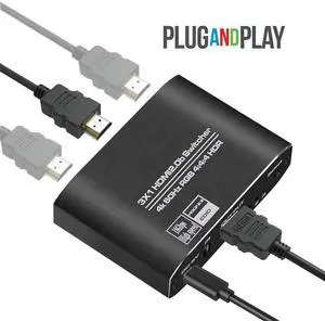 WRIARICH 4K@60Hz 3x1 HDMI Switch, HDMI 2.0b Switch 3 in 1 Out, 4K HDMI Switcher Splitter with Remote, HDR10, HDCP 2.2 & 3D - OZQ3-1 WRIARICH 4K@60Hz 3x1 HDMI Switch, HDMI 2.0b Switch 3 in 1 Out, 4K HDMI Switcher Splitter with Remote, HDR10, HDCP 2.2 & 3D - OZQ3-1