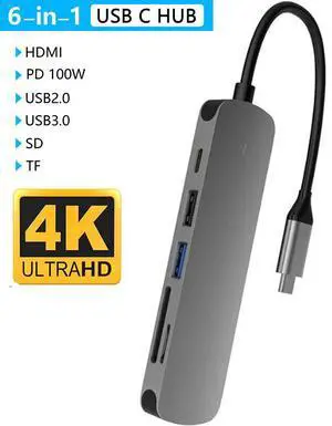 WRIARICH USB C HUB, Upgraded 6 in 1 Type C Hub Dongle Adapter (USB3.0, USB2.0 Port, TF/SD Card Reader and 4K HDMI, 87W PD), Docking Station for Windows&MacBook Pro USB C Systems, macOS WRIARICH USB C HUB, Upgraded 6 in 1 Type C Hub Dongle Adapter (USB3.0, USB2.0 Port, TF/SD Card Reader and 4K HDMI, 87W PD), Docking Station for Windows&MacBook Pro USB C Systems, macOS