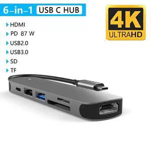 WRIARICH 6-in-1 Type C USB Hub, MacBook & Windows Dock Station,Type C PD3.0 Charging Port, USB 3.0, USB 2.0,4K HDMI Port, SD/TF Card Reader for MacBook Pro/iPad Pro/Type-C Devices WRIARICH 6-in-1 Type C USB Hub, MacBook & Windows Dock Station,Type C PD3.0 Charging Port, USB 3.0, USB 2.0,4K HDMI Port, SD/TF Card Reader for MacBook Pro/iPad Pro/Type-C Devices
