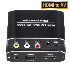 WRIARICH HDMI to AV CVBS Converter 1080P Mini HDMI to RCA Composite Video Audio Converter Adapter Box with 3.5mm Aux Audio Support PAL/NTSC for HDTV PS4 WRIARICH HDMI to AV CVBS Converter 1080P Mini HDMI to RCA Composite Video Audio Converter Adapter Box with 3.5mm Aux Audio Support PAL/NTSC for HDTV PS4