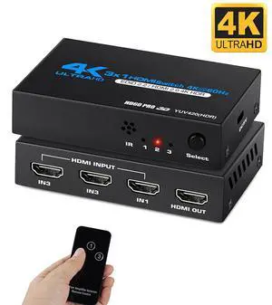 WRIARICH 4K HDR 3 in 1 Out HDMI Switch, 3 Ports 4K 60Hz HDMI 2.0 Switcher Selector with IR Wireless Remote, Supports UltraHD Dolby Vision, High Speed(Max to 18.5Gbps), HDR10, HDCP 2.2 & 3D, OZQ2-1 WRIARICH 4K HDR 3 in 1 Out HDMI Switch, 3 Ports 4K 60Hz HDMI 2.0 Switcher Selector with IR Wireless Remote, Supports UltraHD Dolby Vision, High Speed(Max to 18.5Gbps), HDR10, HDCP 2.2 & 3D, OZQ2-1