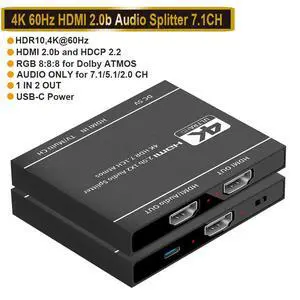 WRIARICH HDMI Switch 4Kx2K@60Hz, HDMI Splitter 1 in 2 Out, with Audio Extractor(HDMI Audio Output), Supports HDR, 4K, 3D, 1080P, Work for HDTV, Xbox, PS5/4/3, Blu-Ray Player, DVD, DVR WRIARICH HDMI Switch 4Kx2K@60Hz, HDMI Splitter 1 in 2 Out, with Audio Extractor(HDMI Audio Output), Supports HDR, 4K, 3D, 1080P, Work for HDTV, Xbox, PS5/4/3, Blu-Ray Player, DVD, DVR