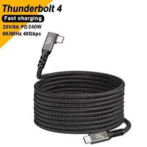 WRIARICH 5FT Nylon Braided USB C to C USB4 Date Cable 90 Degree with 40 Gbps Data Transfer + Supports 8K Video + 240W Fast Charging for Type-c Monitor, Laptop, Dell, Phones, Docking, SSD etc WRIARICH 5FT Nylon Braided USB C to C USB4 Date Cable 90 Degree with 40 Gbps Data Transfer + Supports 8K Video + 240W Fast Charging for Type-c Monitor, Laptop, Dell, Phones, Docking, SSD etc