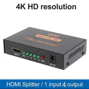 WRIARICH HDMI Splitter 1 in 4 Out 4K - 1x4 HDMI Display Duplicate/Mirror - Powered Splitter Full HD 1080P, 4K @ 30Hz (One Input To Two Outputs) - USB Cable Included - 1 Source to 4 Identical Displays WRIARICH HDMI Splitter 1 in 4 Out 4K - 1x4 HDMI Display Duplicate/Mirror - Powered Splitter Full HD 1080P, 4K @ 30Hz (One Input To Two Outputs) - USB Cable Included - 1 Source to 4 Identical Displays