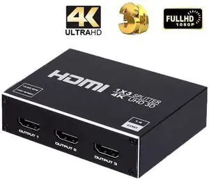 WRIARICH HDMI Splitter 1 in 3 Out 4K @ 30Hz 1x3 Powered HDMI Splitter Duplicate Mirror Supports 4K 3D Full HD 1080P for Xbox, PS3 PS3 Fire Stick Blu Ray Apple TV HDTV (1 Source to 3 Displays) WRIARICH HDMI Splitter 1 in 3 Out 4K @ 30Hz 1x3 Powered HDMI Splitter Duplicate Mirror Supports 4K 3D Full HD 1080P for Xbox, PS3 PS3 Fire Stick Blu Ray Apple TV HDTV (1 Source to 3 Displays)