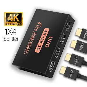 WRIARICH HDMI Splitter 1 in 4 Out Powered by AC Adapter, Hdmi powered Splitter Supports 4K@30Hz 3D Full HD1080P, Compatible with Xbox PS3 PS4 Fire Stick Roku Blu-Ray Player HDTV - 1 Input to 4 Outputs WRIARICH HDMI Splitter 1 in 4 Out Powered by AC Adapter, Hdmi powered Splitter Supports 4K@30Hz 3D Full HD1080P, Compatible with Xbox PS3 PS4 Fire Stick Roku Blu-Ray Player HDTV - 1 Input to 4 Outputs