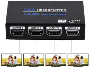 WRIARICH HDMI Splitter 1 in 4 Out V1.4b Powered HDMI Video Splitter with AC Adaptor Duplicate/Mirror Screen Monitor Supports Ultra HD 1080P 2K x4K@30Hz and 3D Resolutions (1 Input to 4 Outputs) WRIARICH HDMI Splitter 1 in 4 Out V1.4b Powered HDMI Video Splitter with AC Adaptor Duplicate/Mirror Screen Monitor Supports Ultra HD 1080P 2K x4K@30Hz and 3D Resolutions (1 Input to 4 Outputs)