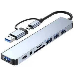 8 in 1 USB A Type C Hub Adapter, USB C Dongle for MacBook Pro, 8 in 1 USB C to USB Multport Adapter Compatible for USB C Laptops and Other Type C Devices (USB3.0/2.0 SD/TF Card Reader 100W PD Audio) 8 in 1 USB A Type C Hub Adapter, USB C Dongle for MacBook Pro, 8 in 1 USB C to USB Multport Adapter Compatible for USB C Laptops and Other Type C Devices (USB3.0/2.0 SD/TF Card Reader 100W PD Audio)