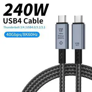 WRIARICH USB 4 Cable - Thunderbolt 4 Cable M/M Compatible with Thunderbolt 3/4 Cable 240W 40Gpbs USB Fast PD Cable E-Mark 40Gbps 8K@60Hz for MacBook Apple Studio Display and More (4 Feet) WRIARICH USB 4 Cable - Thunderbolt 4 Cable M/M Compatible with Thunderbolt 3/4 Cable 240W 40Gpbs USB Fast PD Cable E-Mark 40Gbps 8K@60Hz for MacBook Apple Studio Display and More (4 Feet)