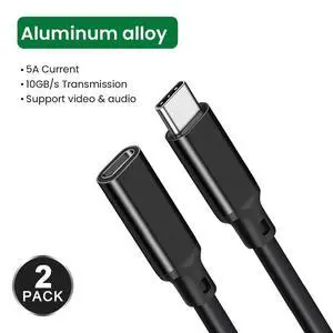 WRIARICH USB C Extension Cable 10ft,2-Pack USB Type-C 3.1 Extender Cord 100W 10 Gbps 4K Video, USB C to USB C Male to Female for Laptop Tablet Nintendo Switch, Tablet and Mobile Phone,Dell XPS WRIARICH USB C Extension Cable 10ft,2-Pack USB Type-C 3.1 Extender Cord 100W 10 Gbps 4K Video, USB C to USB C Male to Female for Laptop Tablet Nintendo Switch, Tablet and Mobile Phone,Dell XPS