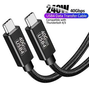 USB C to USB C Nylon Braided Cable,240W PD USB 4.0 Cable 40Gbps Data Transfer, 8K Video Output with E-Marker for Thunderbolt 3/4, Laptop, Hub, Docking, Mobile Phone, Galaxy S20, Pixel, Switch - 5FT USB C to USB C Nylon Braided Cable,240W PD USB 4.0 Cable 40Gbps Data Transfer, 8K Video Output with E-Marker for Thunderbolt 3/4, Laptop, Hub, Docking, Mobile Phone, Galaxy S20, Pixel, Switch - 5FT