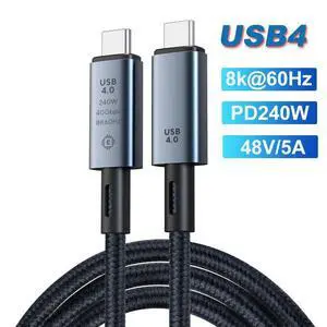 WRIARICH USB 4.0 240W Fast Charging 40Gbps Data Type-C Cable - Thunderbolt 3/4 Compatible, 8K@60Hz Video, Durable Sleeved Jacket - for All USB-C Devices, Hub, eGPU, Gaming PC (4ft/1.5m) WRIARICH USB 4.0 240W Fast Charging 40Gbps Data Type-C Cable - Thunderbolt 3/4 Compatible, 8K@60Hz Video, Durable Sleeved Jacket - for All USB-C Devices, Hub, eGPU, Gaming PC (4ft/1.5m)