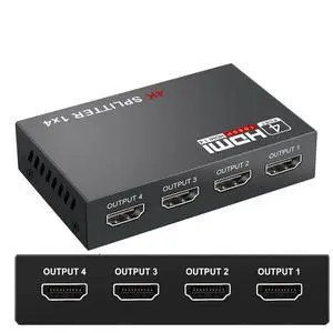 WRIARICH 4K HDMI Splitter 1 in 4 Out, LUOM 4 Way HDMI Splitter 1x4 4Kx2K@30Hz w/AC Adapter, Mirror Duplicate for PS4 Fire Stick HDTV EDID WRIARICH 4K HDMI Splitter 1 in 4 Out, LUOM 4 Way HDMI Splitter 1x4 4Kx2K@30Hz w/AC Adapter, Mirror Duplicate for PS4 Fire Stick HDTV EDID