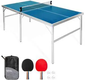 GoSports 6 ft x 3 ft Mid-Size Table Tennis Game Set - Indoor/Outdoor Portable Table Tennis Game with Net, 2 Table Tennis Paddles and 4 Balls GoSports 6 ft x 3 ft Mid-Size Table Tennis Game Set - Indoor/Outdoor Portable Table Tennis Game with Net, 2 Table Tennis Paddles and 4 Balls
