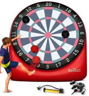 Swooc Games - Premium Inflatable Giant Kick Darts (15+ Ways to Play) - Jumbo Soccer Dartboard w/Air Pump - Big Carnival Games - Giant Outdoor Games - Oversized Dart Board Yard & Lawn Game Kids & Adult Swooc Games - Premium Inflatable Giant Kick Darts (15+ Ways to Play) - Jumbo Soccer Dartboard w/Air Pump - Big Carnival Games - Giant Outdoor Games - Oversized Dart Board Yard & Lawn Game Kids & Adult