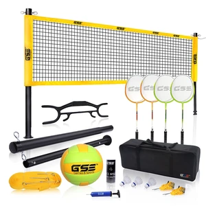 GSE Games & Sports Expert Outdoor Badminton and Volleyball Combo Set, Professional Net Game Set with 4 Badminton Rackets, 3 Shuttlecocks, Volleyball and Carry Bag for Backyard, Beach, Lawn and Park GSE Games & Sports Expert Outdoor Badminton and Volleyball Combo Set, Professional Net Game Set with 4 Badminton Rackets, 3 Shuttlecocks, Volleyball and Carry Bag for Backyard, Beach, Lawn and Park