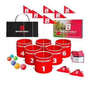 bucketgolf Game The Original Ultimate Backyard Lawn Golf Game for Family, Adults and Kids - Portable 6 Hole Golf Course Play Outdoor, Lawn, Park, Beach, Yard. bucketgolf Game The Original Ultimate Backyard Lawn Golf Game for Family, Adults and Kids - Portable 6 Hole Golf Course Play Outdoor, Lawn, Park, Beach, Yard.