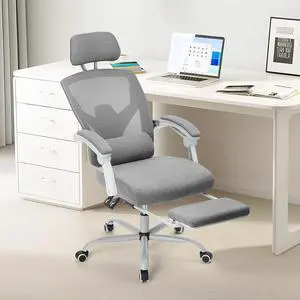 Ergonomic High Back Mesh Office Chair with Retractable Footrest, Adjustable Headrest & Lumbar Support Swivel Desk Chair Ergonomic High Back Mesh Office Chair with Retractable Footrest, Adjustable Headrest & Lumbar Support Swivel Desk Chair