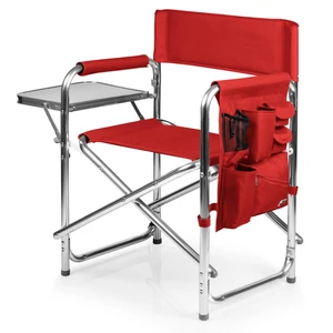 PICNIC TIME Sports Chair with Side Table and Armrest Caddy, Lightweight Aluminum Folding Outdoor Camping Chair for Adults, Portable Director Style Lawn Seating with Pockets & Carry Strap, (Red) PICNIC TIME Sports Chair with Side Table and Armrest Caddy, Lightweight Aluminum Folding Outdoor Camping Chair for Adults, Portable Director Style Lawn Seating with Pockets & Carry Strap, (Red)