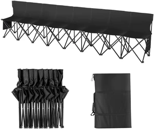 Portable Folding Bench, 8 Seats Foldable Sideline Bench, Outdoor Camping Chair with Carry Bag & Backrest, Team Sport Sideline Bench for Football Fishing, No Assembly Instant Seating, Black Portable Folding Bench, 8 Seats Foldable Sideline Bench, Outdoor Camping Chair with Carry Bag & Backrest, Team Sport Sideline Bench for Football Fishing, No Assembly Instant Seating, Black