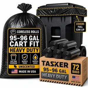 95 Gallon Trash Bags Heay Duty | Mega-alue Pack 72 Bags | Extra Large Black Can Liners | 90-100 Gallon Trash Bags | 96 Gallon Big Garbage Bags (Black) 95 Gallon Trash Bags Heay Duty | Mega-alue Pack 72 Bags | Extra Large Black Can Liners | 90-100 Gallon Trash Bags | 96 Gallon Big Garbage Bags (Black)