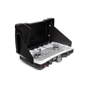 Triton+ 2-Burner Propane Camping Stove with InstaStart Ignition, Portable Camping Cooktop with 2 Adjustable Burners & Wind Guards, 22,000 BTUs of Power for Camping, Tailgating, Grilling Triton+ 2-Burner Propane Camping Stove with InstaStart Ignition, Portable Camping Cooktop with 2 Adjustable Burners & Wind Guards, 22,000 BTUs of Power for Camping, Tailgating, Grilling