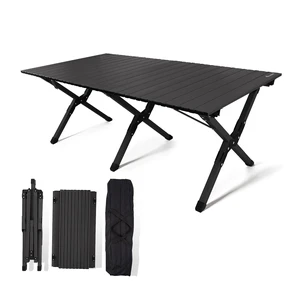 Folding Camping Table, Lightweight Roll-Up Table Aluminum Low Portable Picnic Table with Easy Carrying Bag for Outdoor, Beach, Picnic, Backyards, BBQ and Party, 47.6"L x 23.4"W x 18.1"H Folding Camping Table, Lightweight Roll-Up Table Aluminum Low Portable Picnic Table with Easy Carrying Bag for Outdoor, Beach, Picnic, Backyards, BBQ and Party, 47.6"L x 23.4"W x 18.1"H